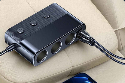 7 in 1 Cigarette Lighter Splitter QC3.0 PD 30W Charging 3 Socket Car Charger Adapter