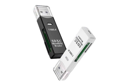 2 In 1 USB 3.0 Card Memory Reader High Speed SD SDHC SDXC Micro Writer Adapter - Black