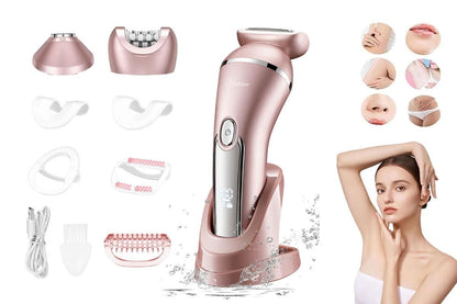 3 in 1 Epilator Shaver Kit for Women - Electric Razor Hair Remover for Face, Chin, Arms, Legs, Armpits, and Bikini