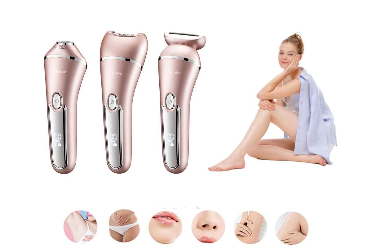 3 in 1 Epilator Shaver Kit for Women - Electric Razor Hair Remover for Face, Chin, Arms, Legs, Armpits, and Bikini
