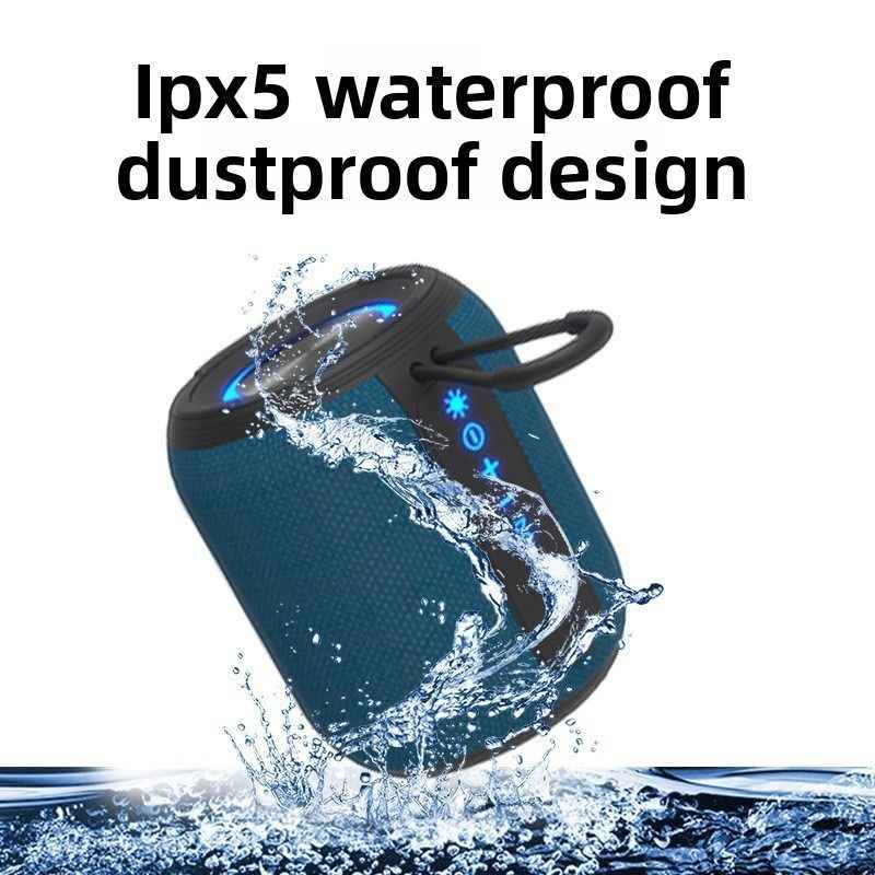 Outdoor Waterproof Bluetooth Speaker - IPX5 Subwoofer, 24-Hour Battery Life, RGB Lighting, Perfect for Camping and Home Use - Black