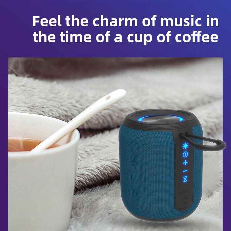 Outdoor Waterproof Bluetooth Speaker - IPX5 Subwoofer, 24-Hour Battery Life, RGB Lighting, Perfect for Camping and Home Use - Black