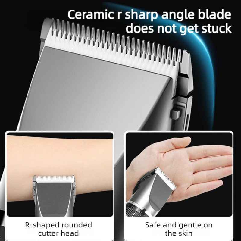 Digital Display Electric Hair Clipper, Rechargeable Hair Trimmer for Adults & Kids, Multiple Attachments—Black