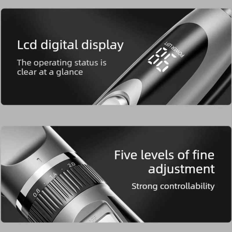 Digital Display Electric Hair Clipper, Rechargeable Hair Trimmer for Adults & Kids, Multiple Attachments—Black