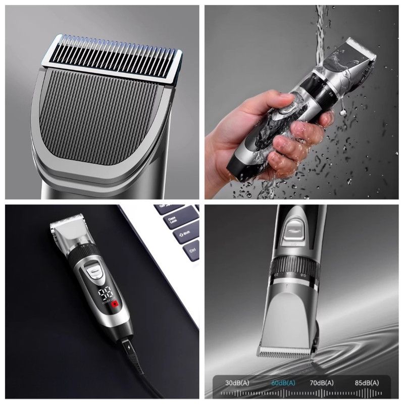 Digital Display Electric Hair Clipper, Rechargeable Hair Trimmer for Adults & Kids, Multiple Attachments—Black