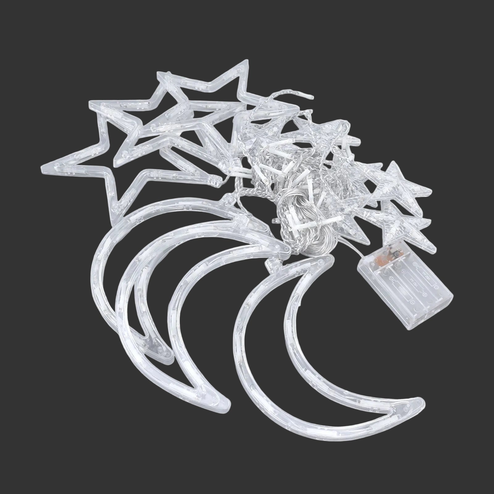 Star Moon Curtain Lights - 126 LED Battery Powered String Lights for Romantic Ambience, Ideal for Weddings and Birthdays