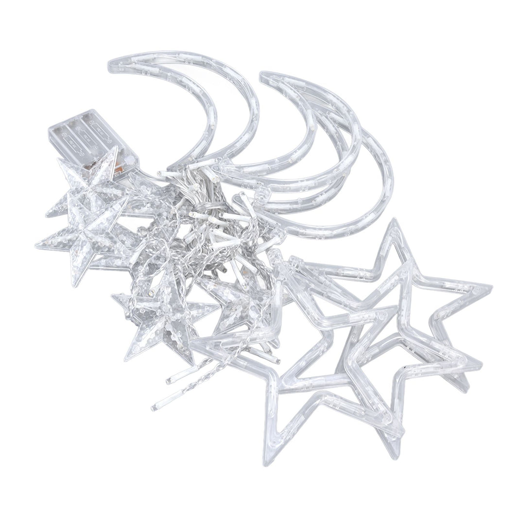 Star Moon Curtain Lights - 126 LED Battery Powered String Lights for Romantic Ambience, Ideal for Weddings and Birthdays