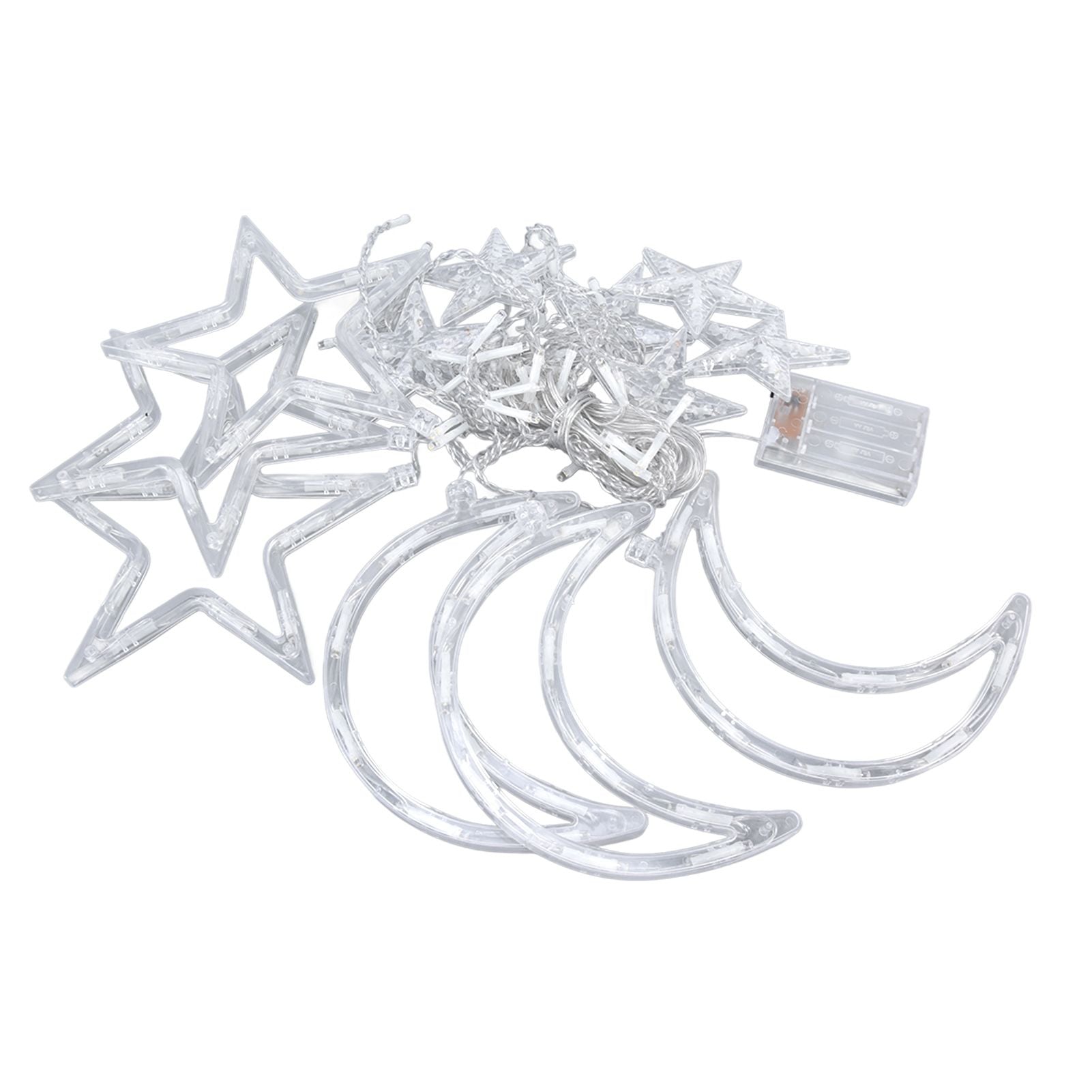 Star Moon Curtain Lights - 126 LED Battery Powered String Lights for Romantic Ambience, Ideal for Weddings and Birthdays