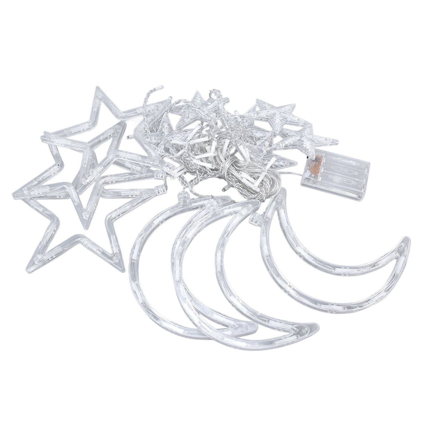 Star Moon Curtain String Lights Romantic Ambience Battery Powered 126 LED Ramadan Curtain Lights for Weddings Birthdays