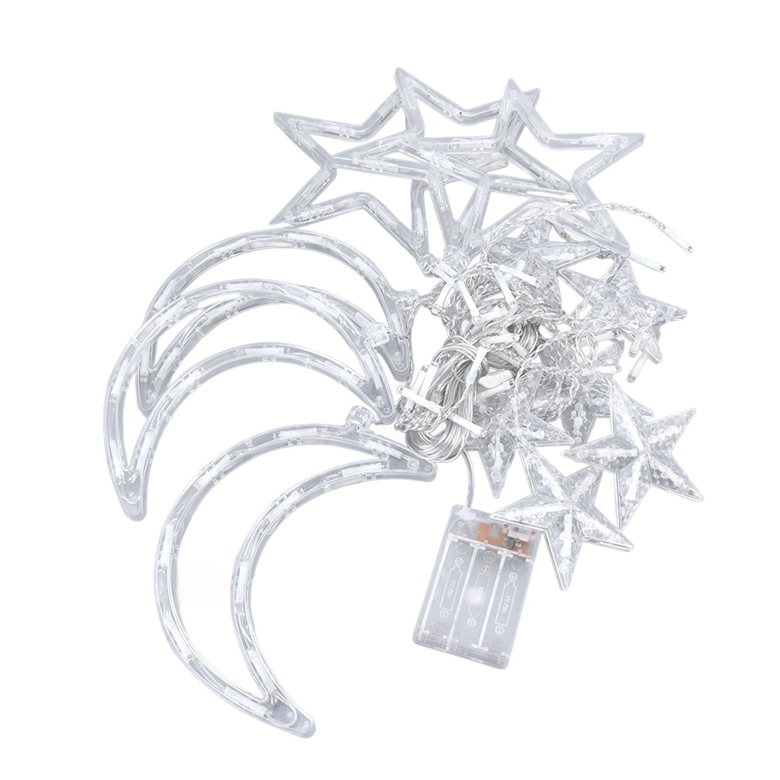 Star Moon Curtain Lights - 126 LED Battery Powered String Lights for Romantic Ambience, Ideal for Weddings and Birthdays