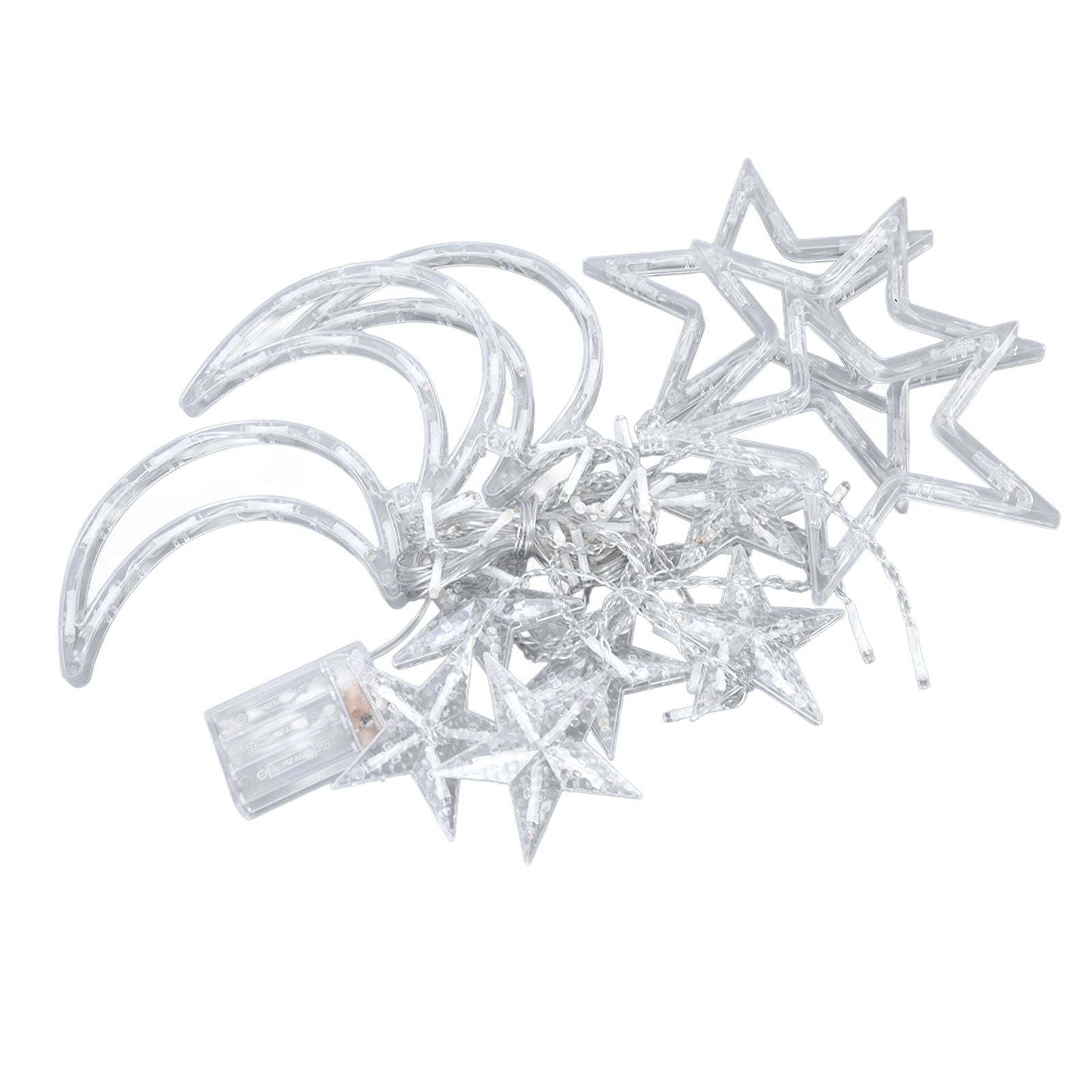 Star Moon Curtain Lights - 126 LED Battery Powered String Lights for Romantic Ambience, Ideal for Weddings and Birthdays