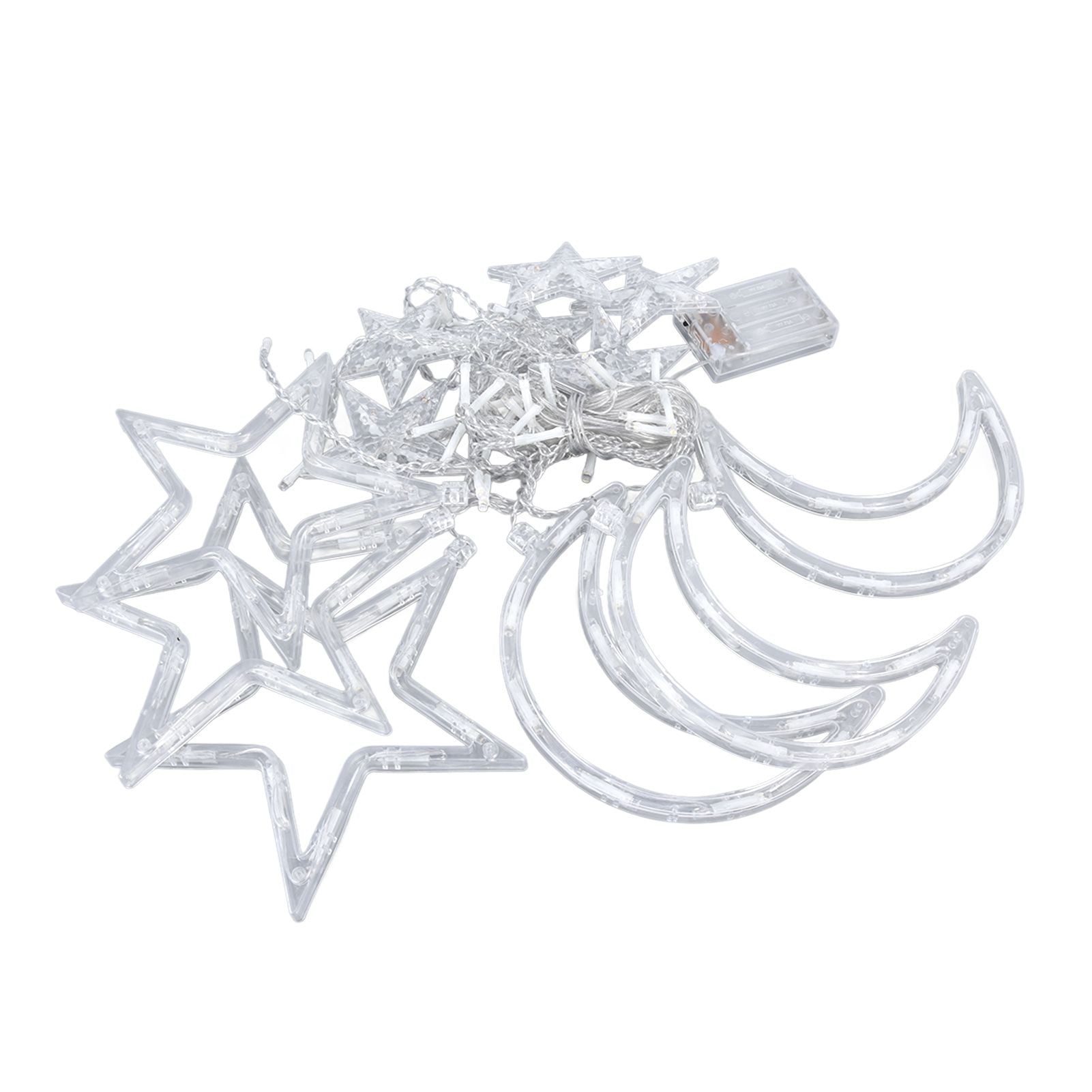 Star Moon Curtain Lights - 126 LED Battery Powered String Lights for Romantic Ambience, Ideal for Weddings and Birthdays