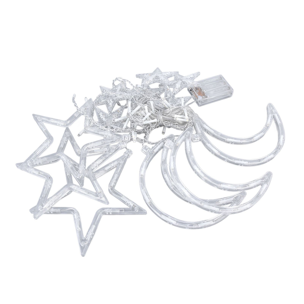 Star Moon Curtain Lights - 126 LED Battery Powered String Lights for Romantic Ambience, Ideal for Weddings and Birthdays