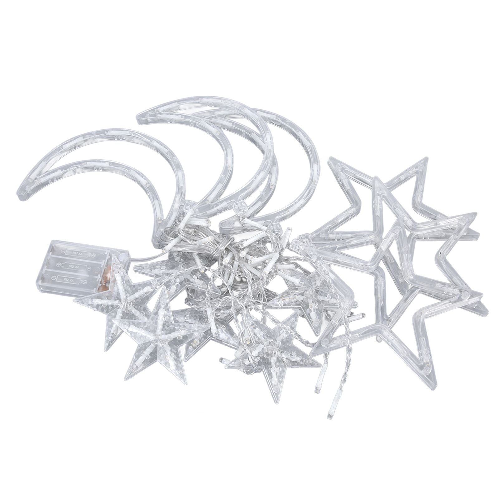Star Moon Curtain Lights - 126 LED Battery Powered String Lights for Romantic Ambience, Ideal for Weddings and Birthdays