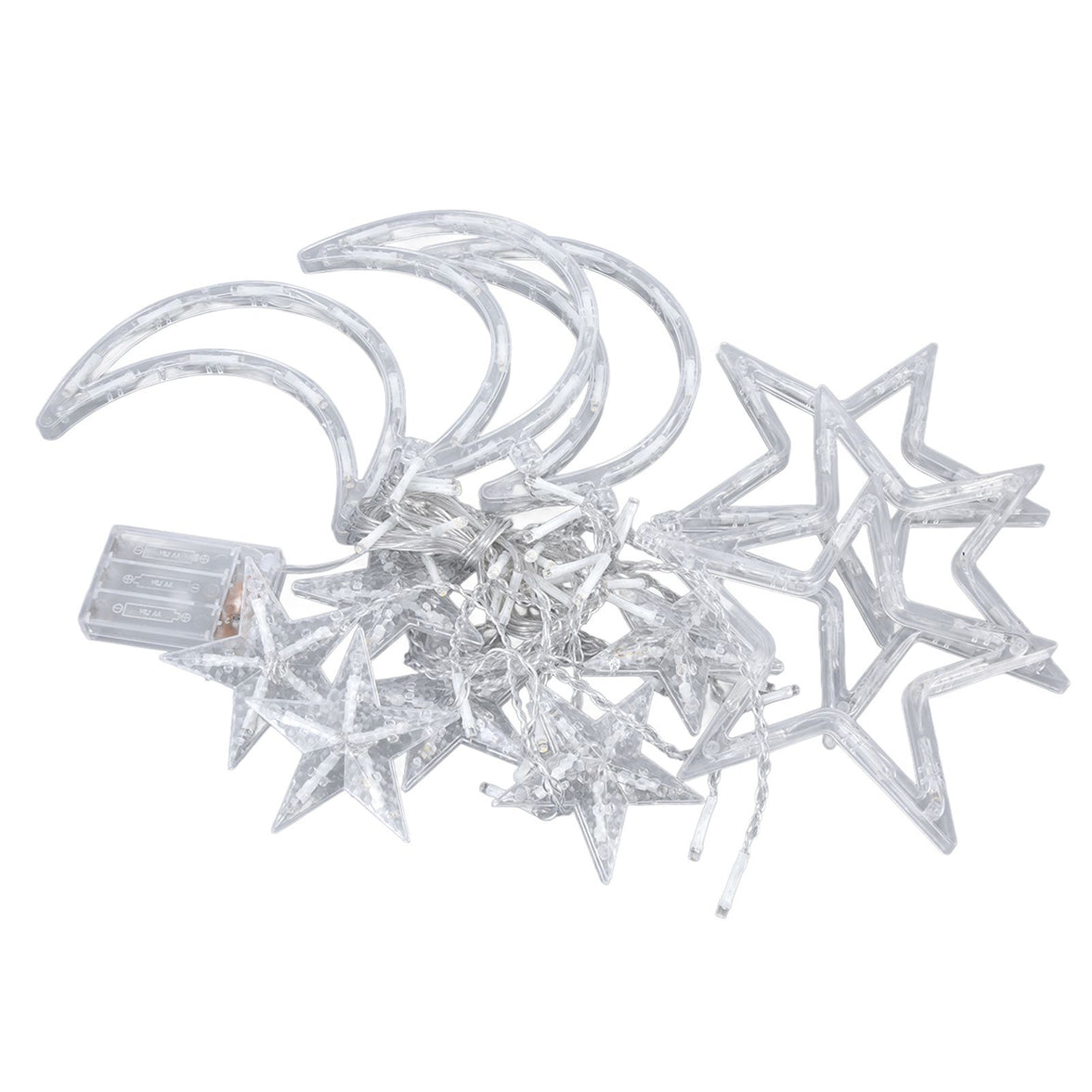Star Moon Curtain Lights - 126 LED Battery Powered String Lights for Romantic Ambience, Ideal for Weddings and Birthdays