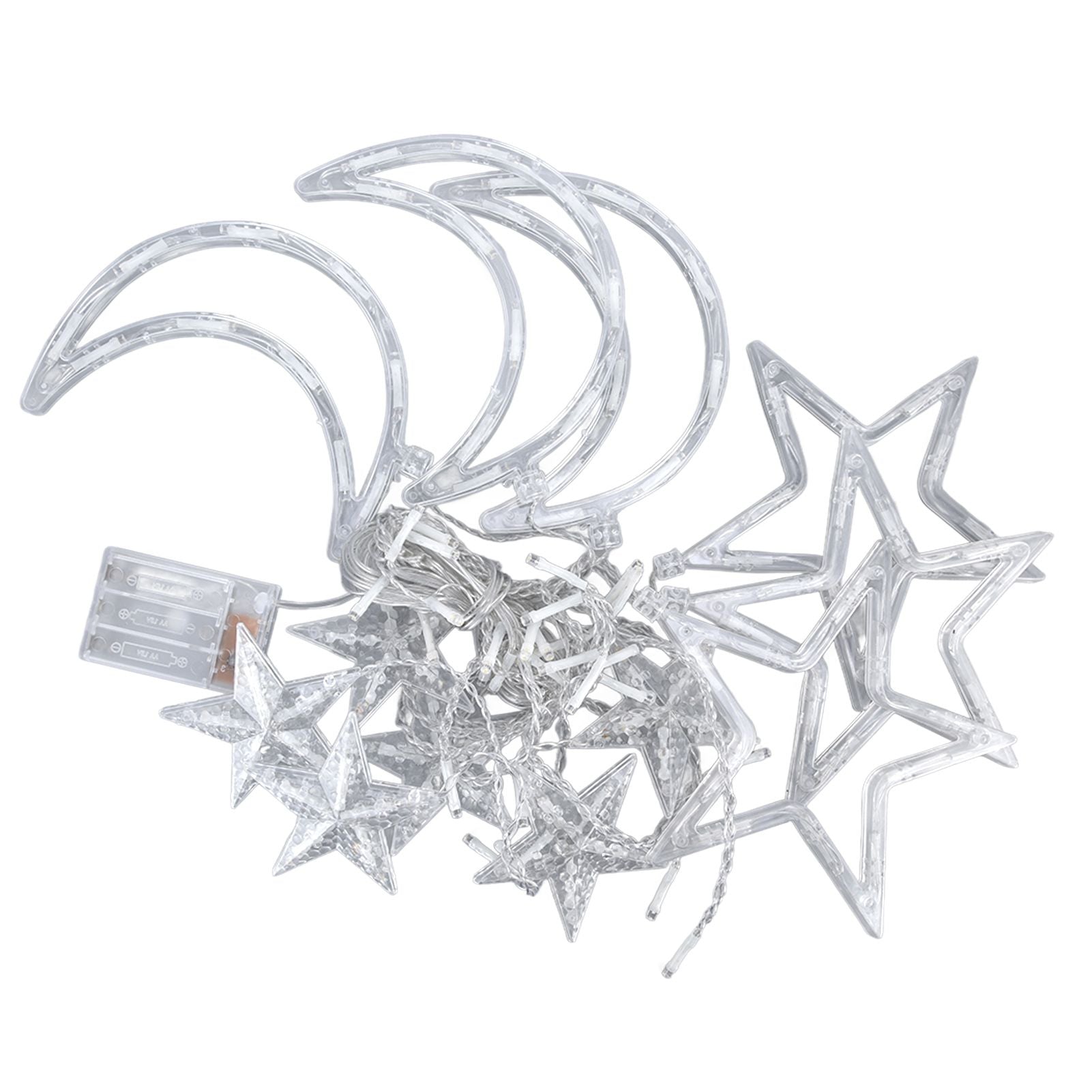 Star Moon Curtain Lights - 126 LED Battery Powered String Lights for Romantic Ambience, Ideal for Weddings and Birthdays