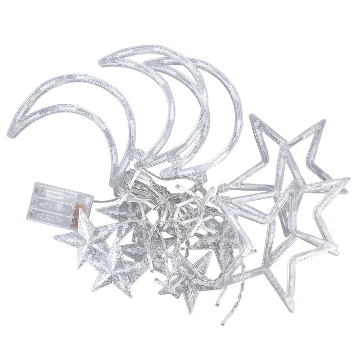 Star Moon Curtain Lights - 126 LED Battery Powered String Lights for Romantic Ambience, Ideal for Weddings and Birthdays
