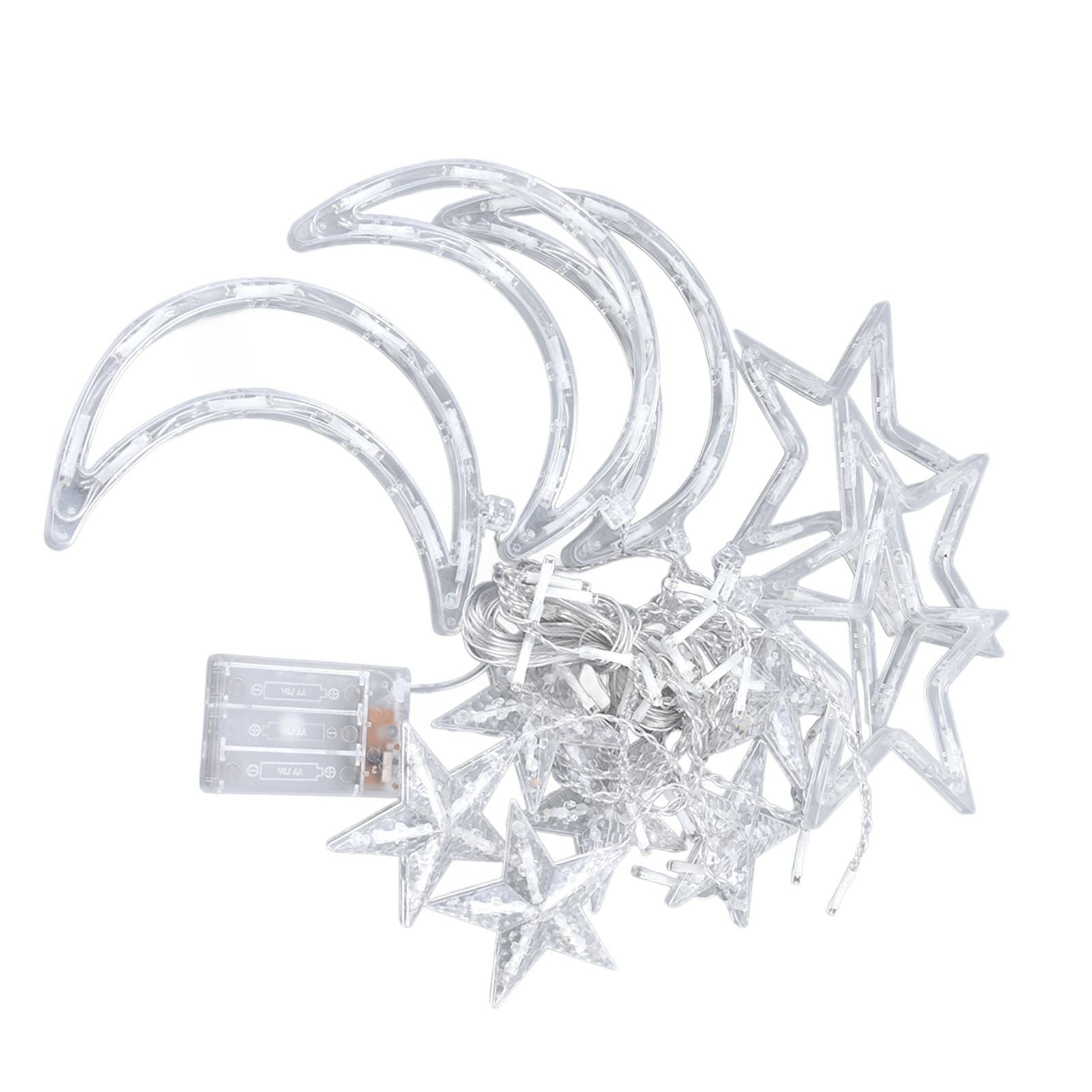Star Moon Curtain Lights - 126 LED Battery Powered String Lights for Romantic Ambience, Ideal for Weddings and Birthdays
