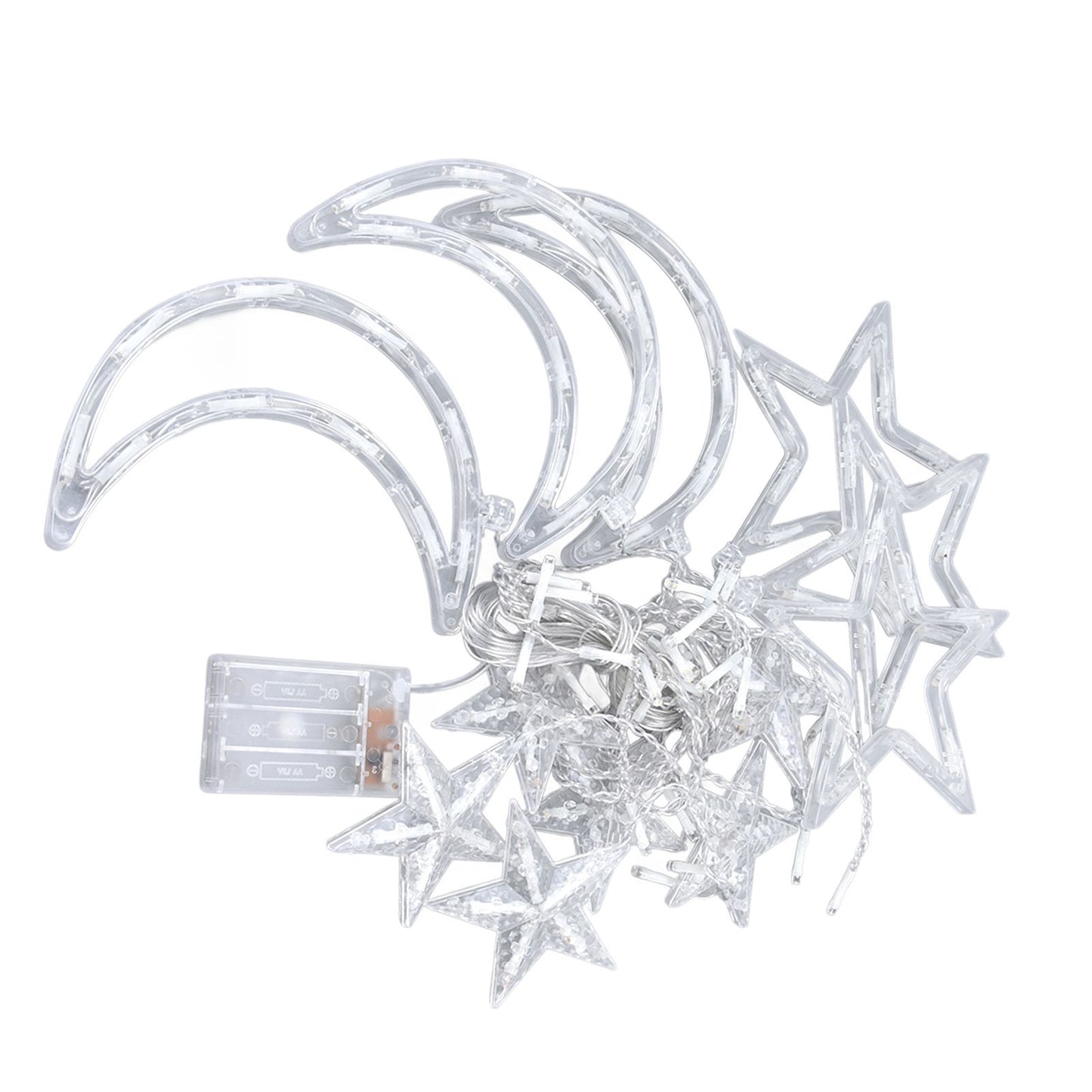Star Moon Curtain String Lights Romantic Ambience Battery Powered 126 LED Ramadan Curtain Lights for Weddings Birthdays