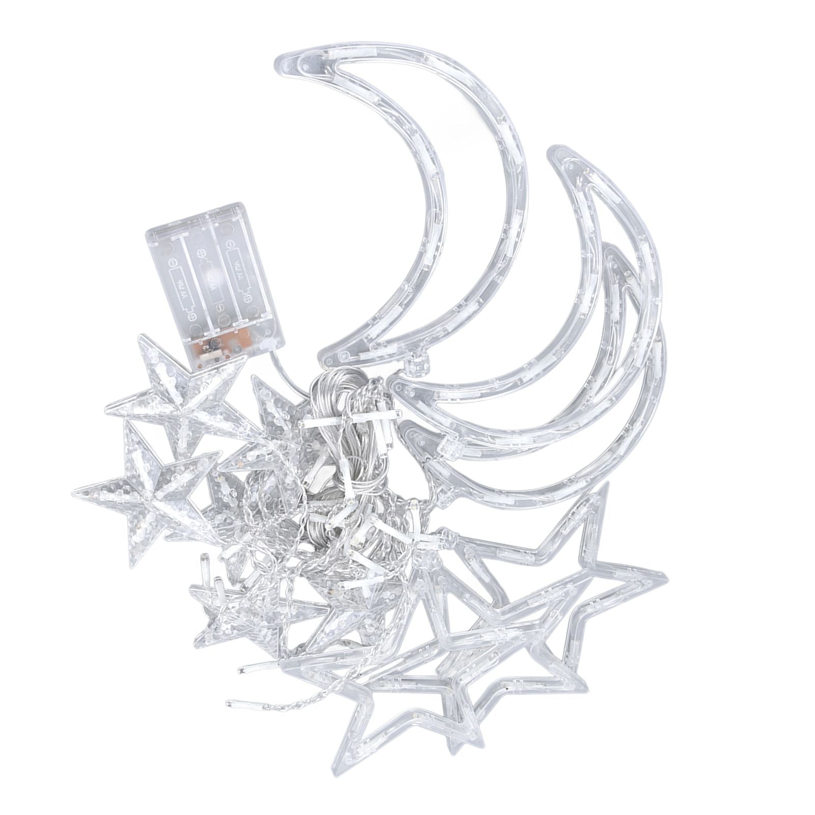 Star Moon Curtain Lights - 126 LED Battery Powered String Lights for Romantic Ambience, Ideal for Weddings and Birthdays