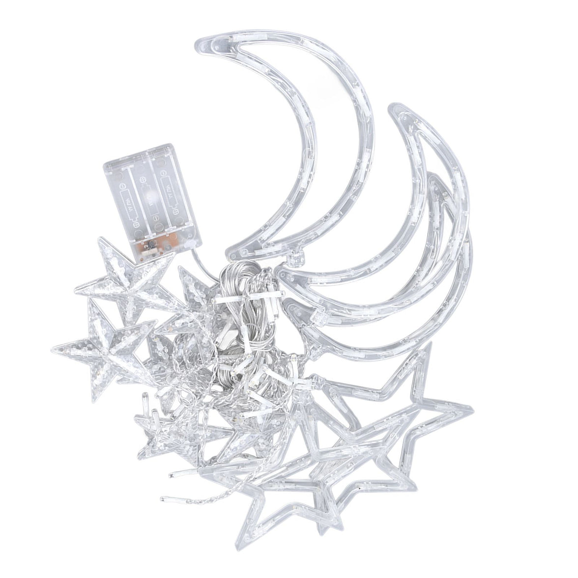 Star Moon Curtain Lights - 126 LED Battery Powered String Lights for Romantic Ambience, Ideal for Weddings and Birthdays