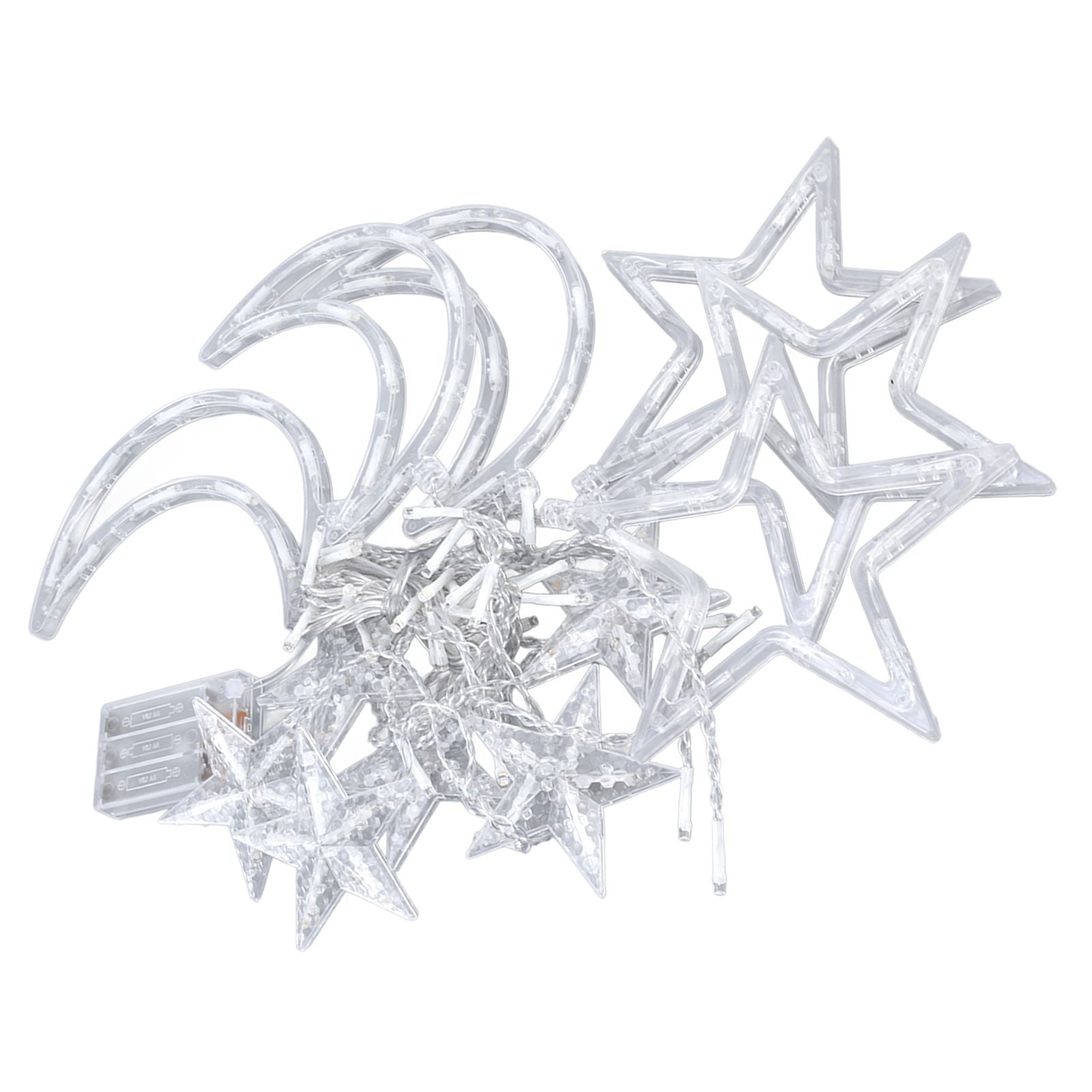 Star Moon Curtain Lights - 126 LED Battery Powered String Lights for Romantic Ambience, Ideal for Weddings and Birthdays