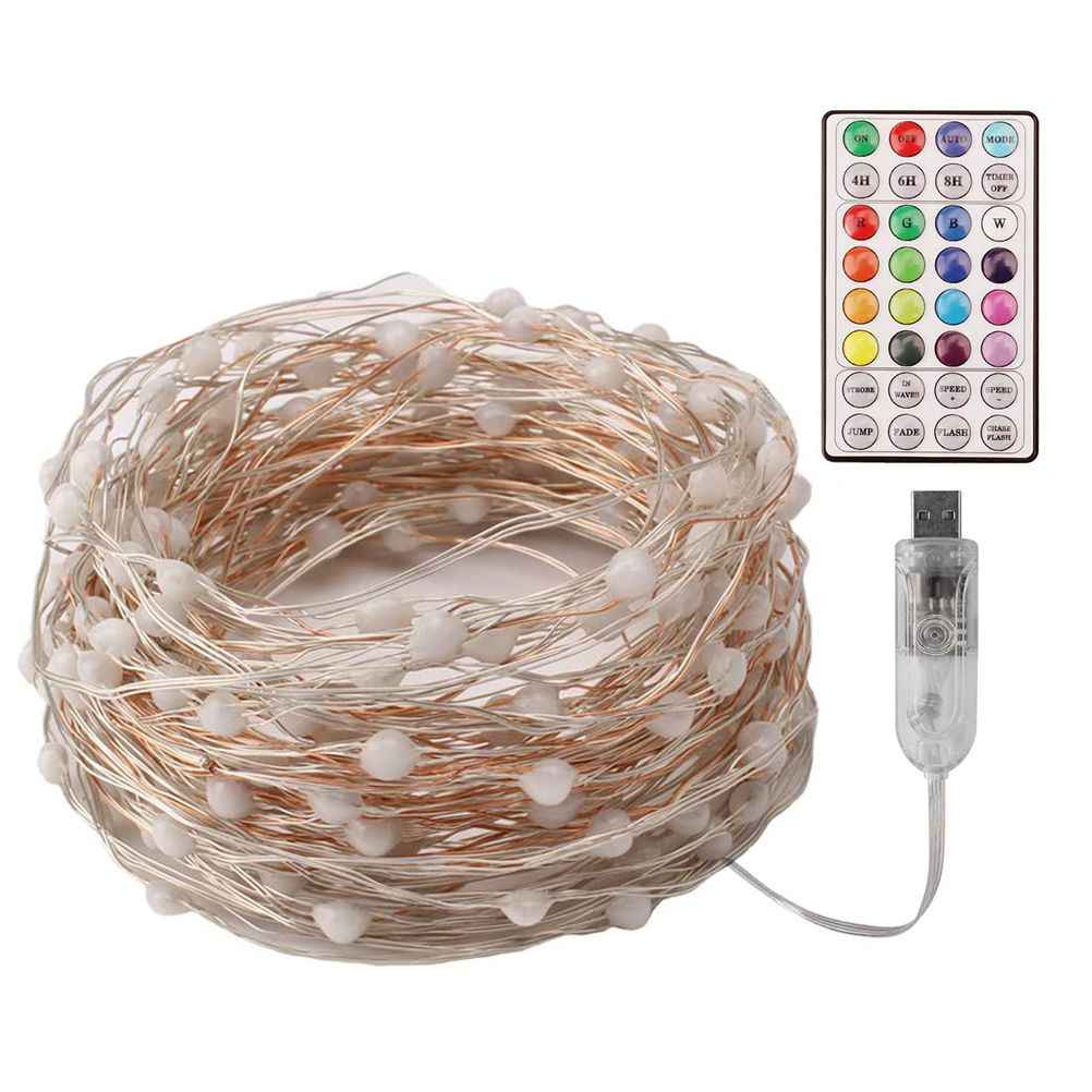 RGB Fairy String Lights - 12M Remote Control Copper Wire Lamps for Magical Ambiance