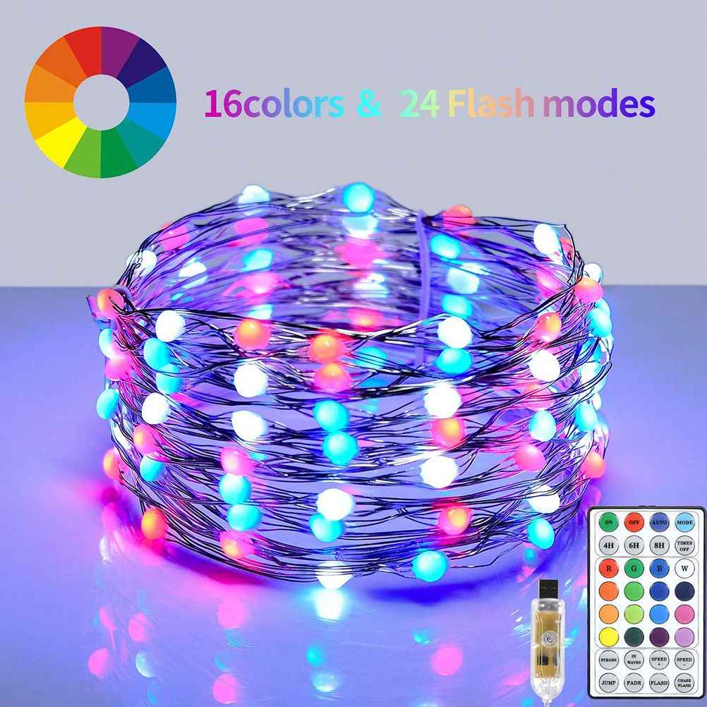 RGB Fairy String Lights - 12M Remote Control Copper Wire Lamps for Magical Ambiance