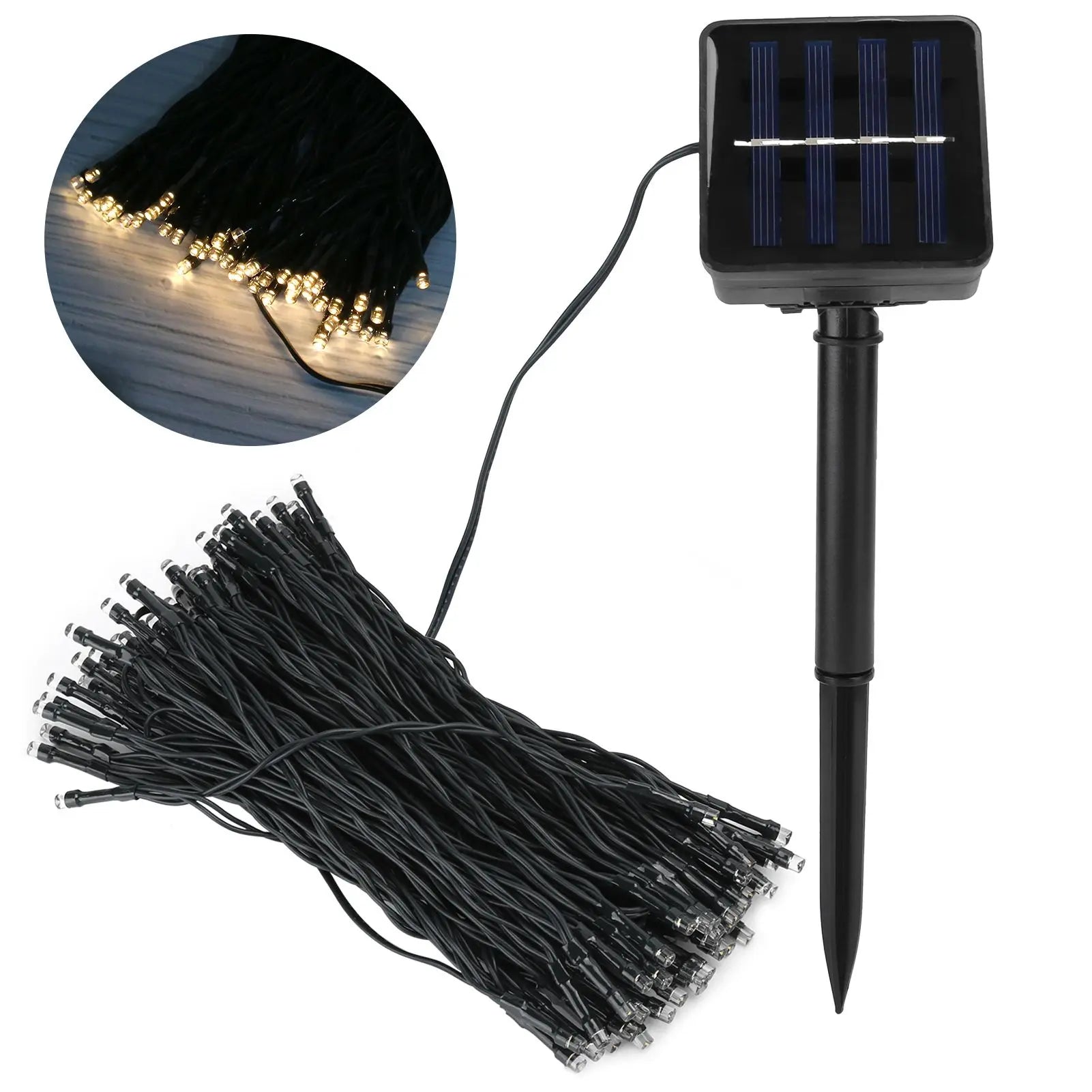 17m Solar String Lights with 100 Warm White LEDs for Outdoor Gardens and Patios