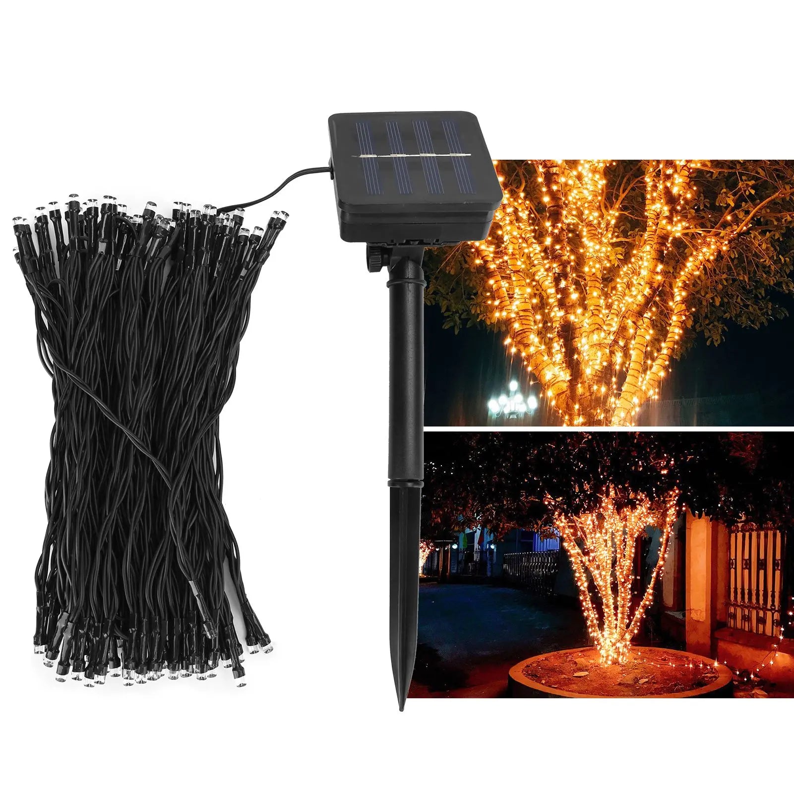17m Solar String Lights with 100 Warm White LEDs for Outdoor Gardens and Patios