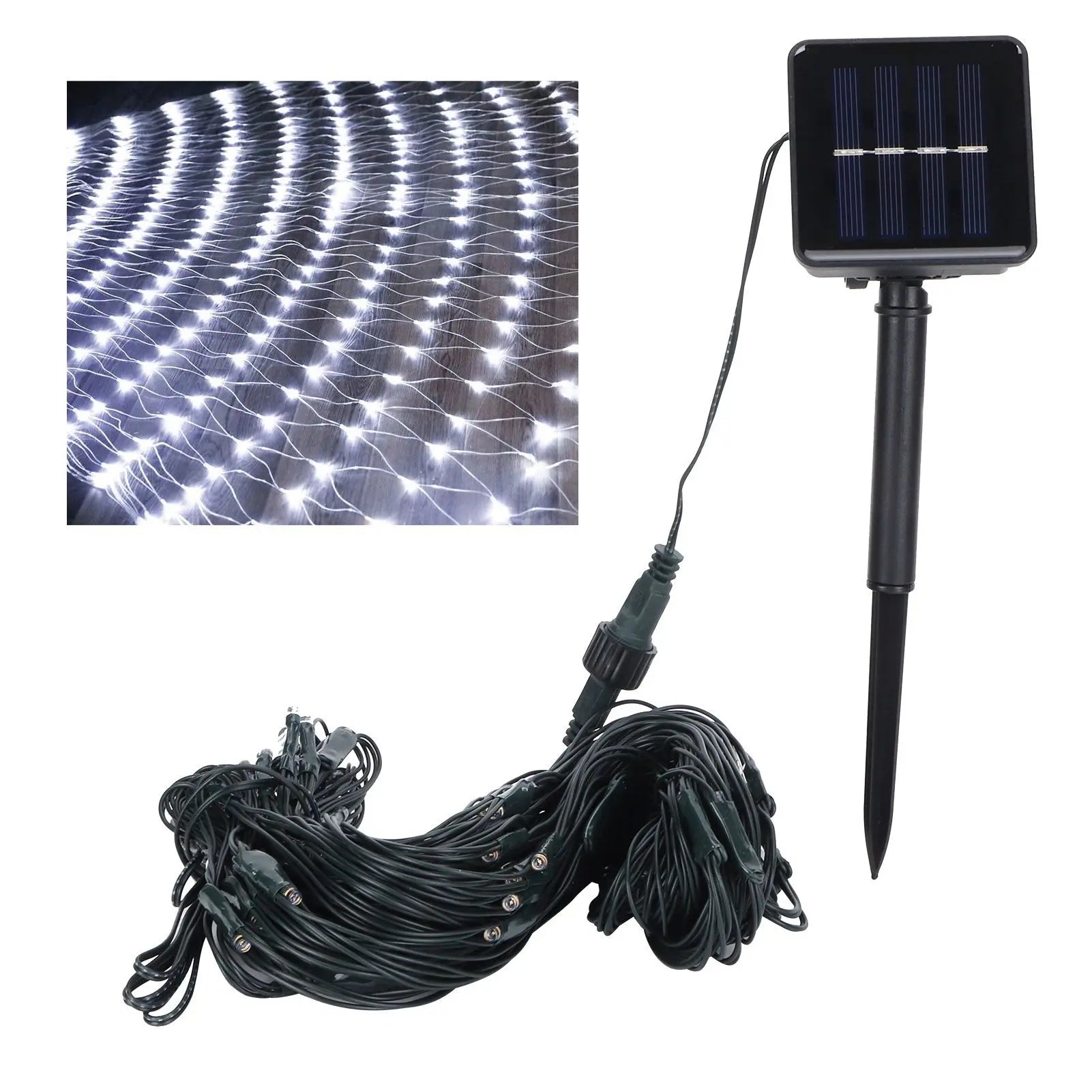 Solar LED Net Lights, 100-LED Waterproof Outdoor Mesh Lights with 8 Modes, 1.5m x 1.5m
