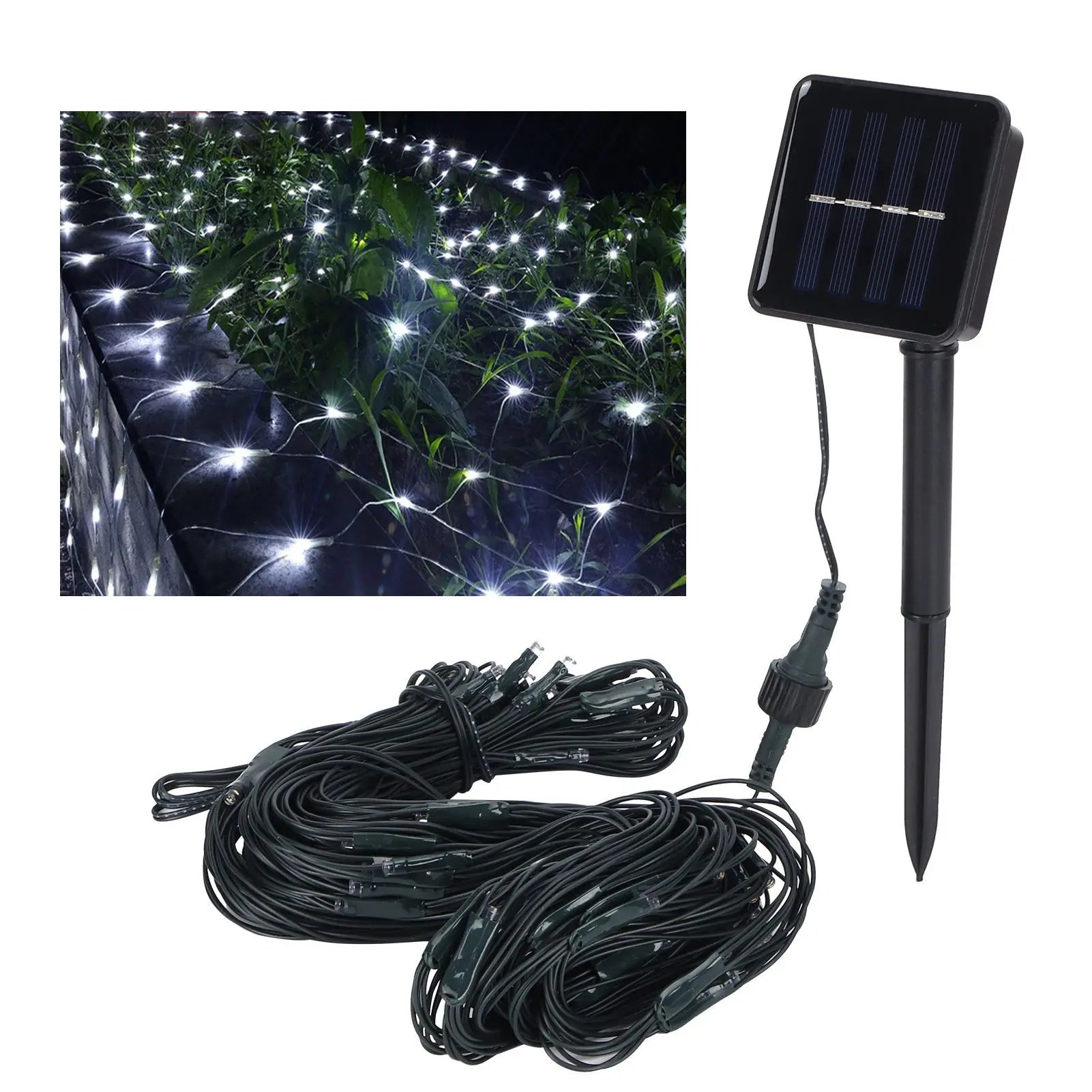 Solar LED Net Lights, 100-LED Waterproof Outdoor Mesh Lights with 8 Modes, 1.5m x 1.5m