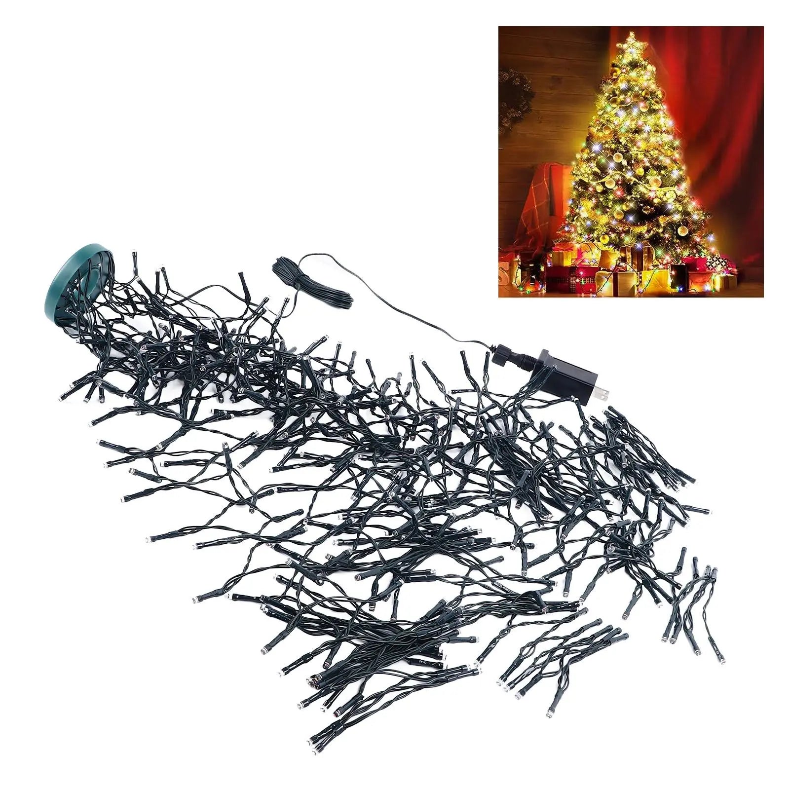 Christmas Tree Waterfall Lights – 400 LED Ring Lights with 8 Modes, 2m