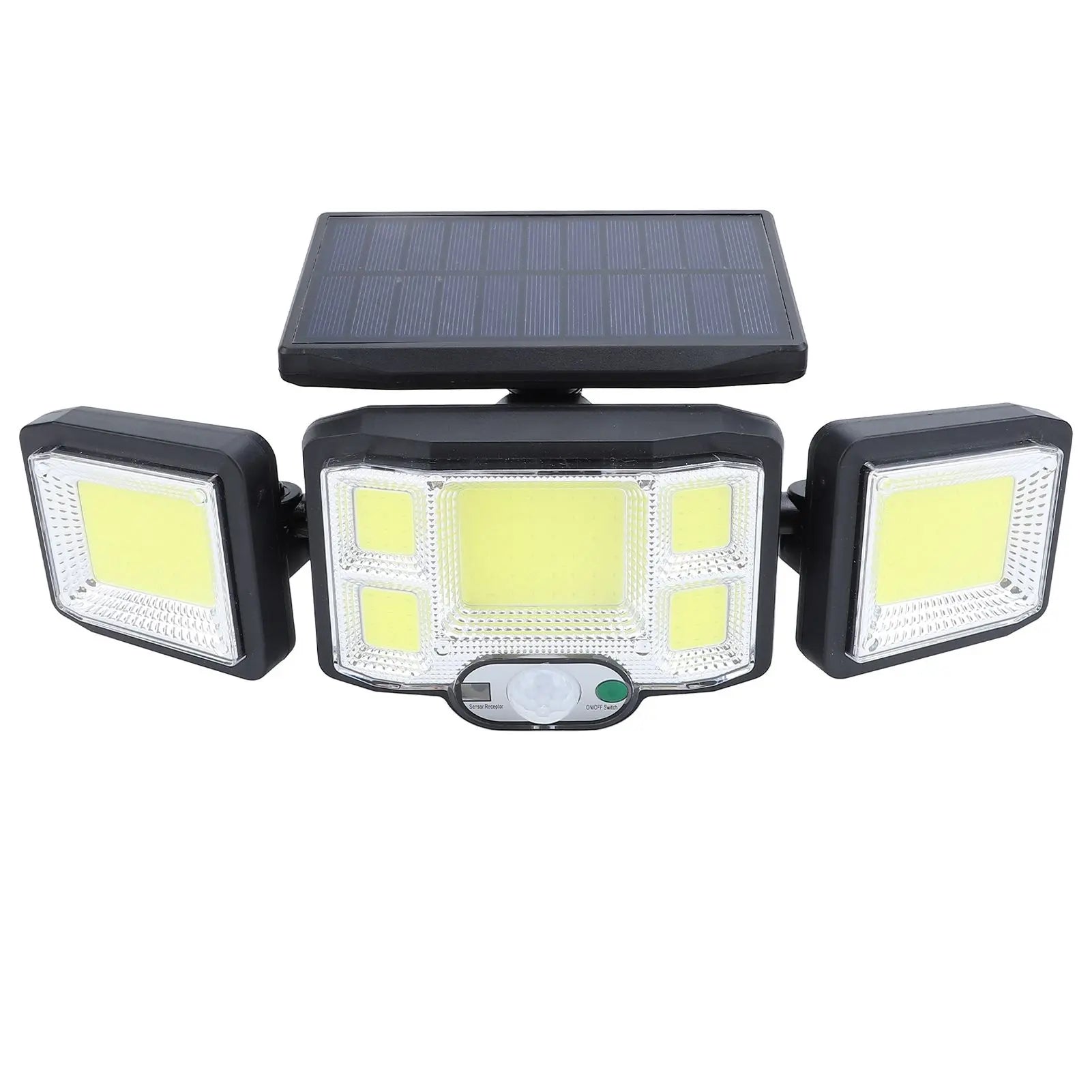3 Heads Outdoor Solar Wall Light with Remote Control Motion Sensor 3 Lighting Modes Waterproof Wide Angle Rotation Solar Fence Light