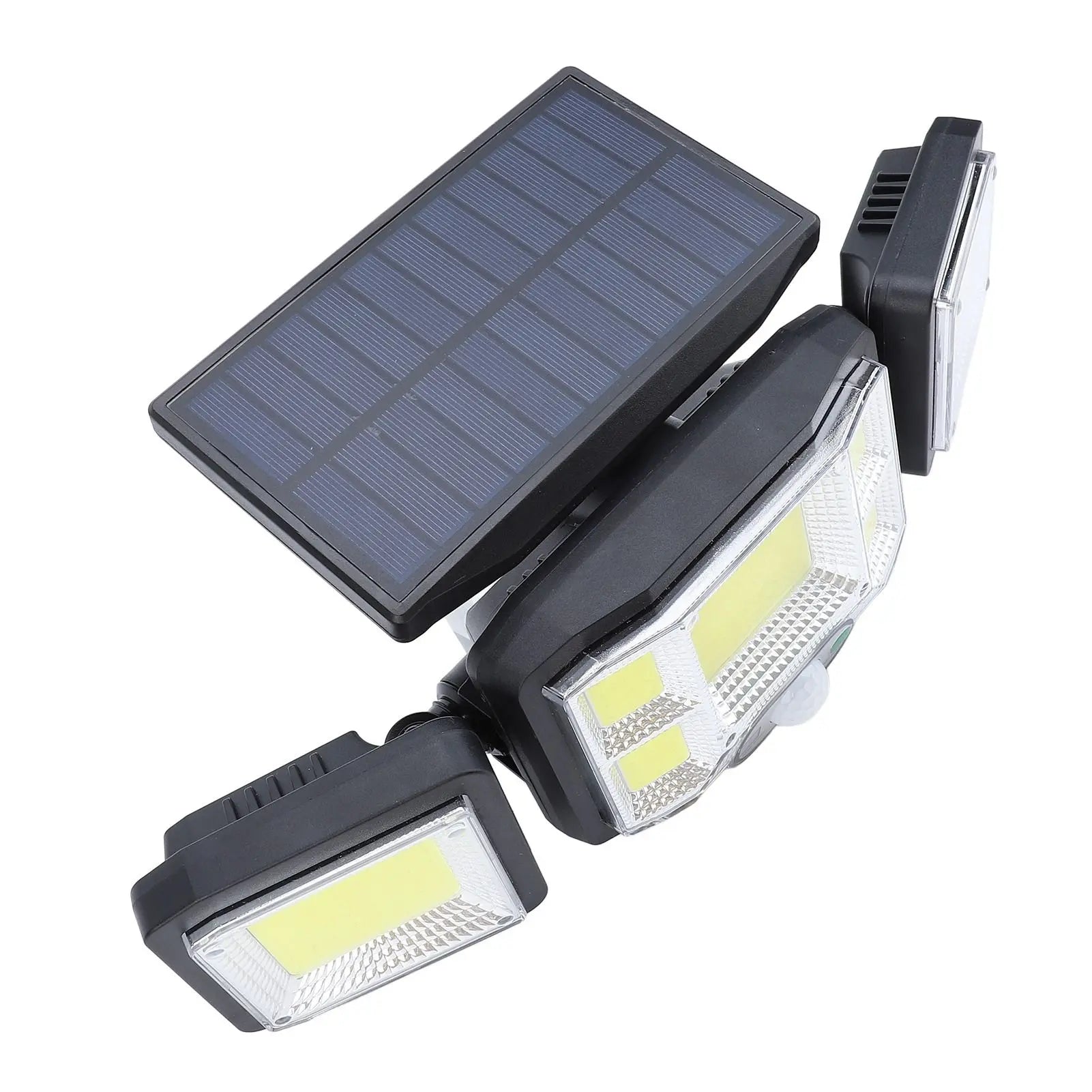 3 Heads Outdoor Solar Wall Light with Remote Control Motion Sensor 3 Lighting Modes Waterproof Wide Angle Rotation Solar Fence Light