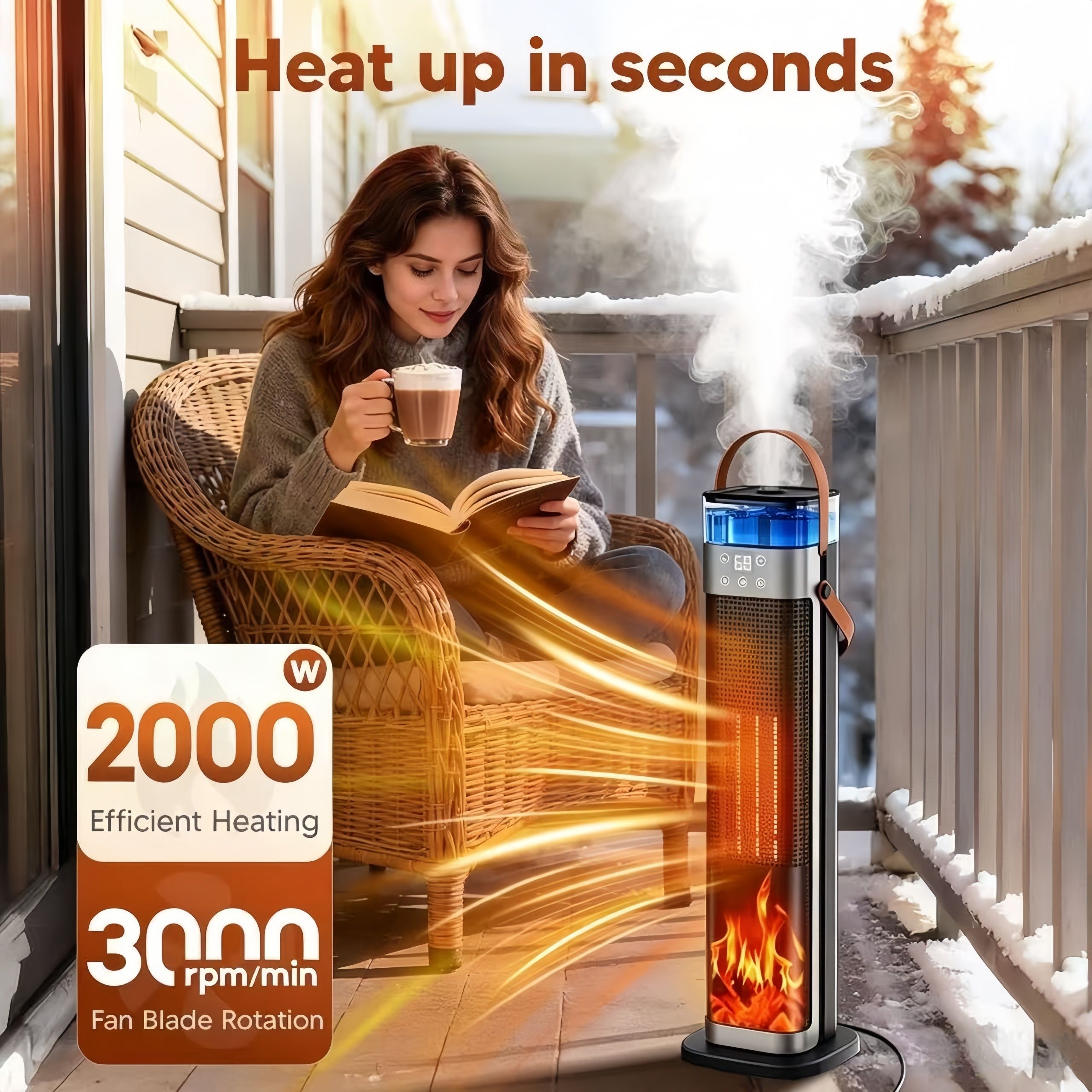 Tower Heater with humidifier for Optimal Comfort and Warmth