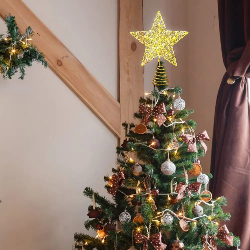 Illuminate Your Holidays with Our Gold Christmas Tree Topper – 20 LED Lights