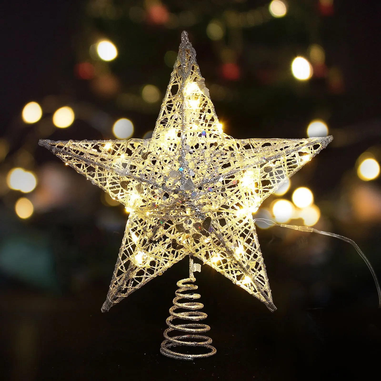 Illuminate Your Holidays with Our Gold Christmas Tree Topper – 20 LED Lights