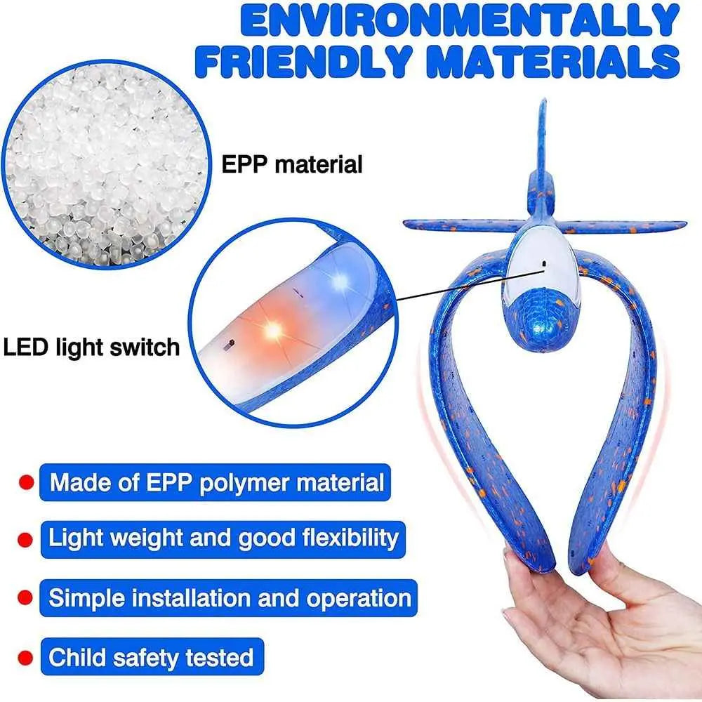 LED Flashing Glider Plane – 4PCS Colorful Foam Airplanes with Night-Time Lights