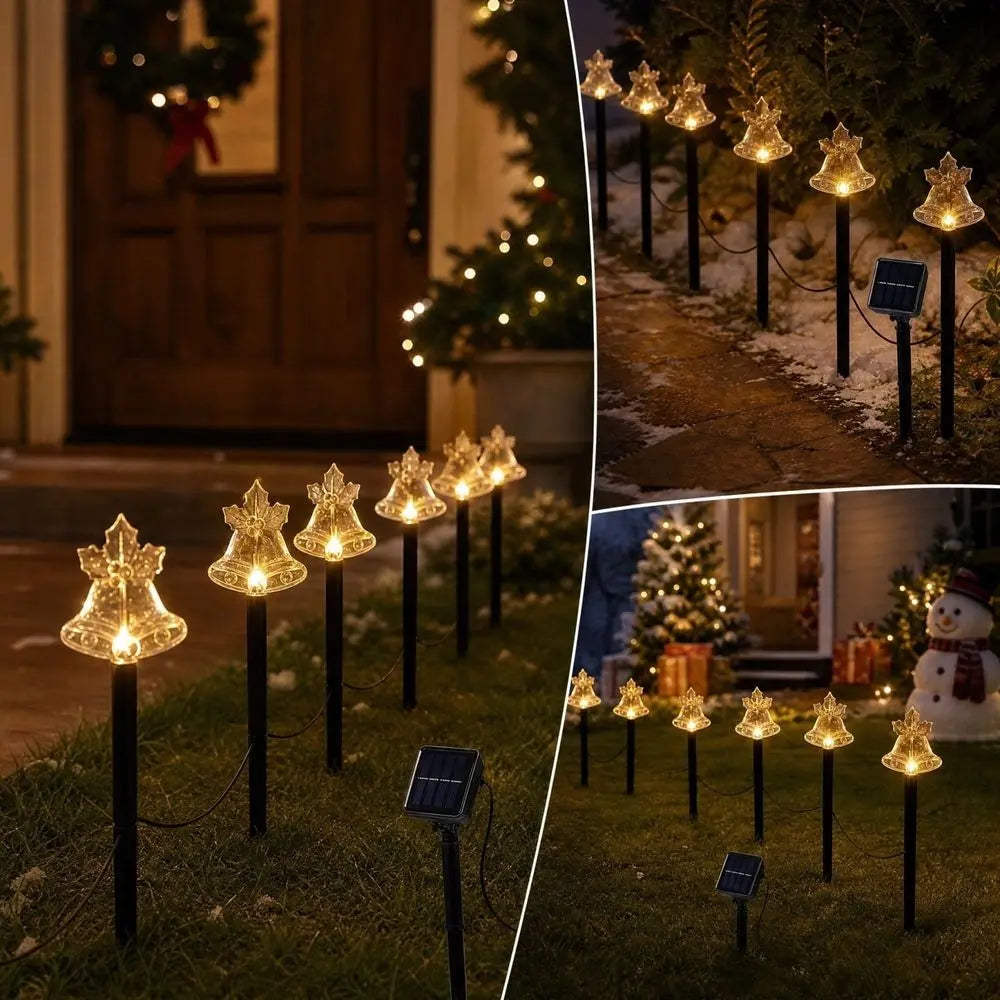 Solar Powered Christmas Christmas Bells Garden Stake Lights Decorative Outdoor Ambient Lighting For Parks Gardens Villas And Landscapes, Solar Powered Christmas Bells Garden Stake Lights
