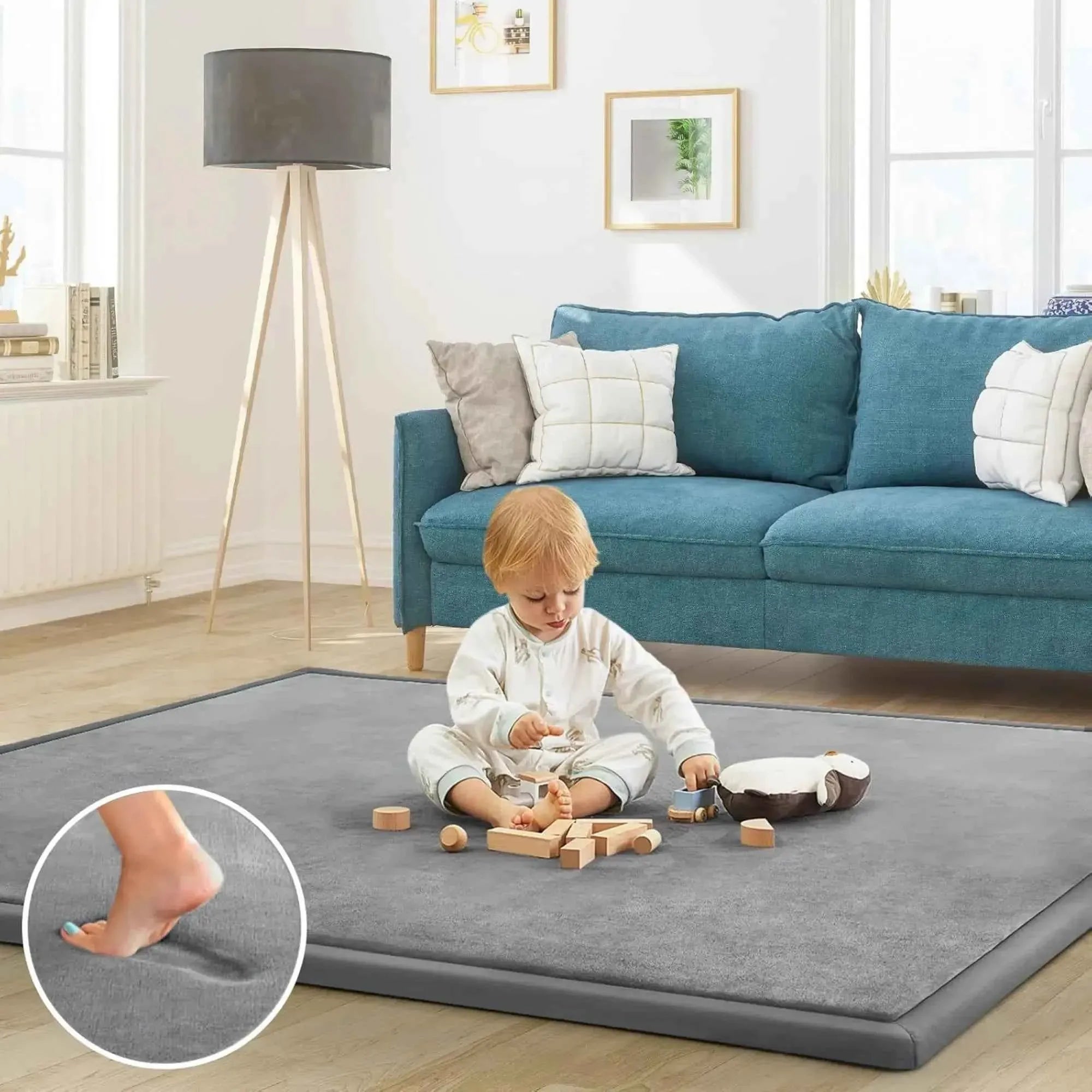 CARLA HOME Baby Play Mat 150x200cm, Thick Foam Crawling Mat, Infants, Grey