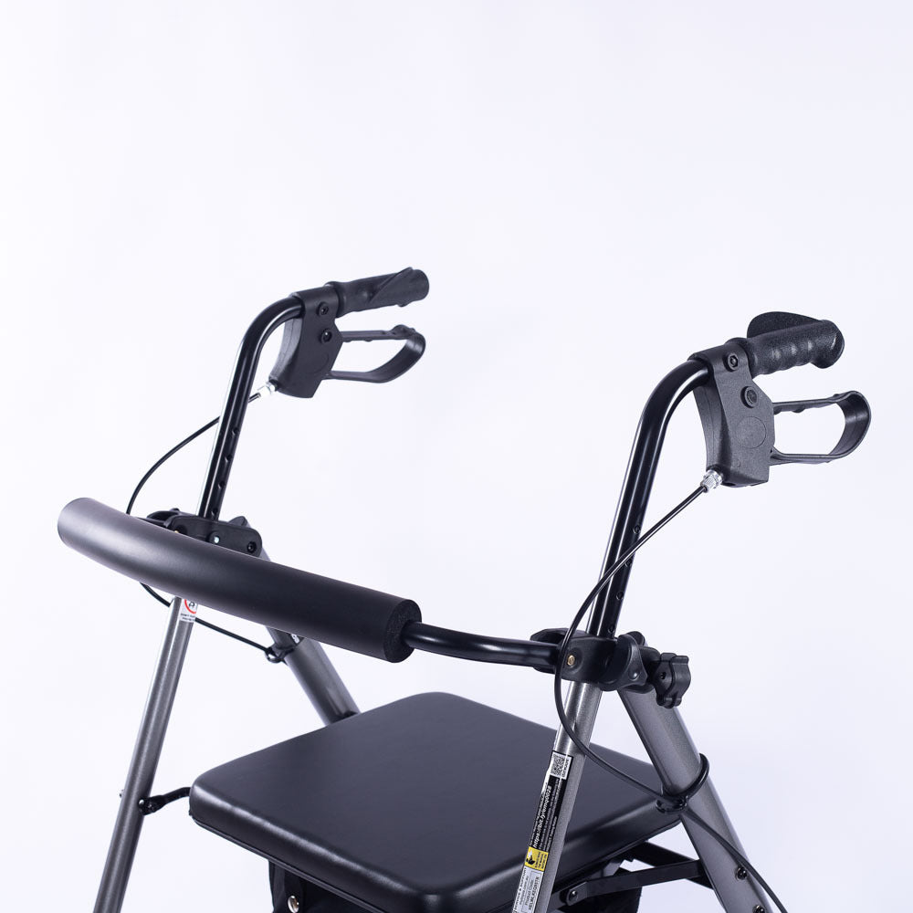 EQUIPMED 4 Wheel Lightweight Rollator Walker for Seniors - Aluminium Frame, Seat, Carry Bag, Titanium Style