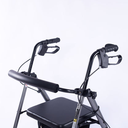 EQUIPMED 4 Wheel Lightweight Rollator Walker for Seniors - Aluminium Frame, Seat, Carry Bag, Titanium Style