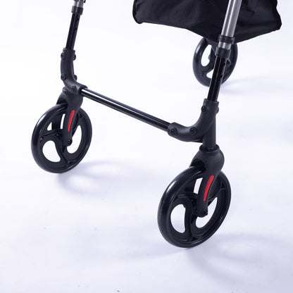 EQUIPMED 4 Wheel Lightweight Rollator Walker for Seniors - Aluminium Frame, Seat, Carry Bag, Titanium Style