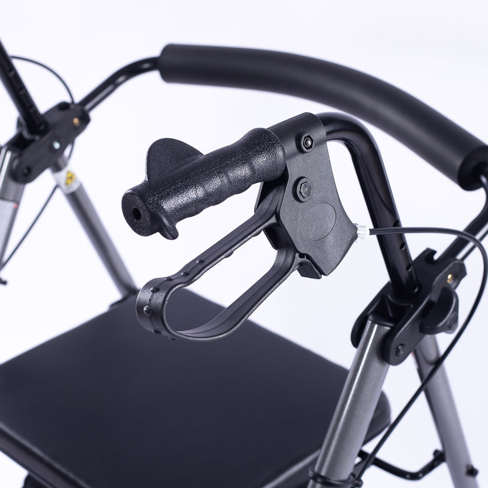 EQUIPMED 4 Wheel Lightweight Rollator Walker for Seniors - Aluminium Frame, Seat, Carry Bag, Titanium Style