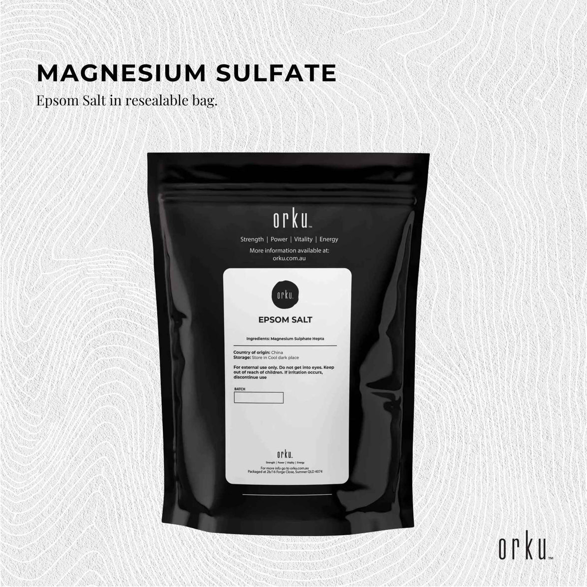 Orku 400g Epsom Salt - Magnesium Sulphate Bath Salts For Skin Body Sulfate