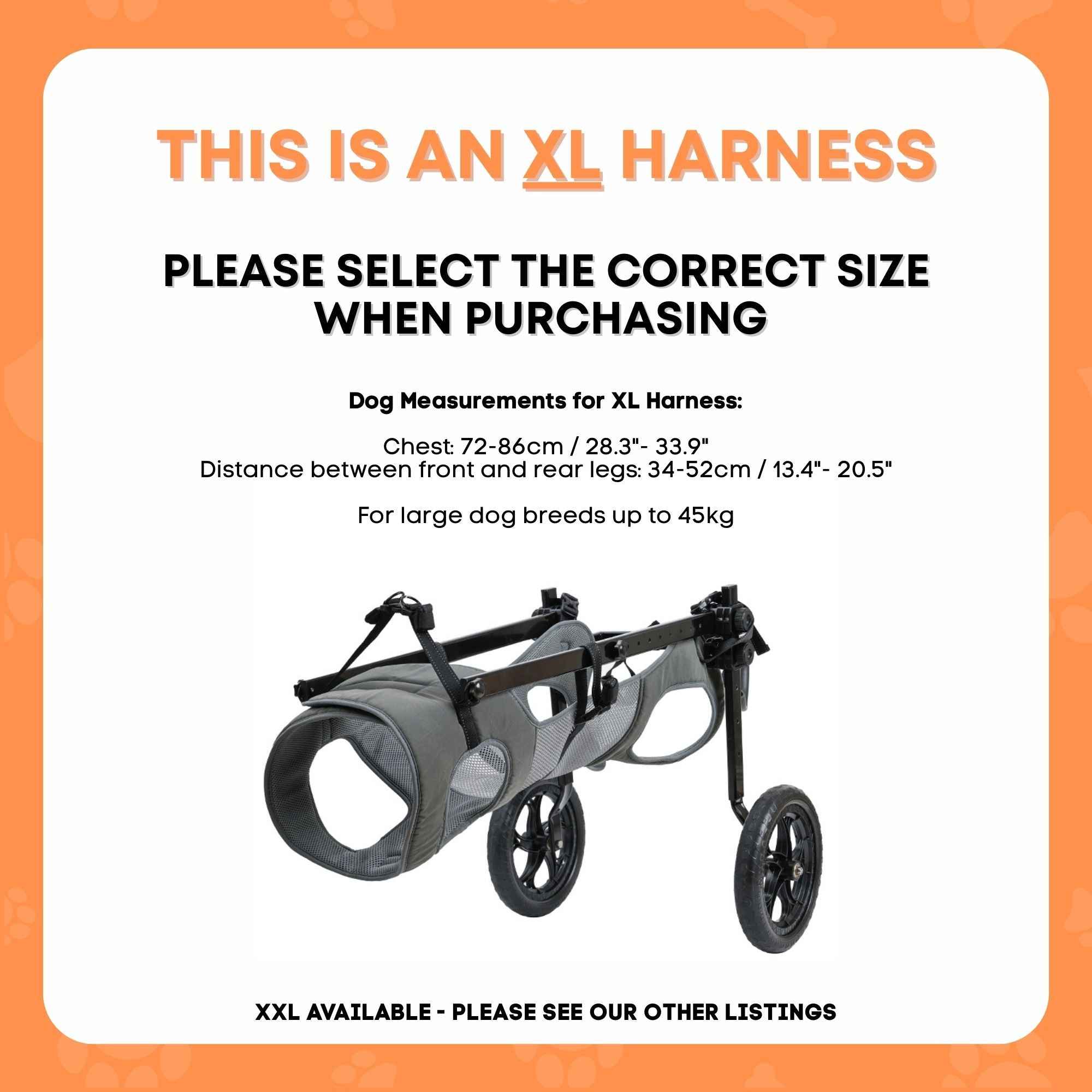 Rooster Farms Large Dog Wheelchair XL Harness - Adjustable Back Leg Aid