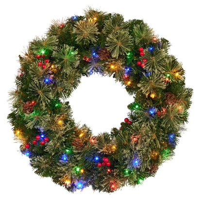 Christabelle 61cm Christmas Wreath Bristle Berry with LED Lights Front Door Decoration Ornament