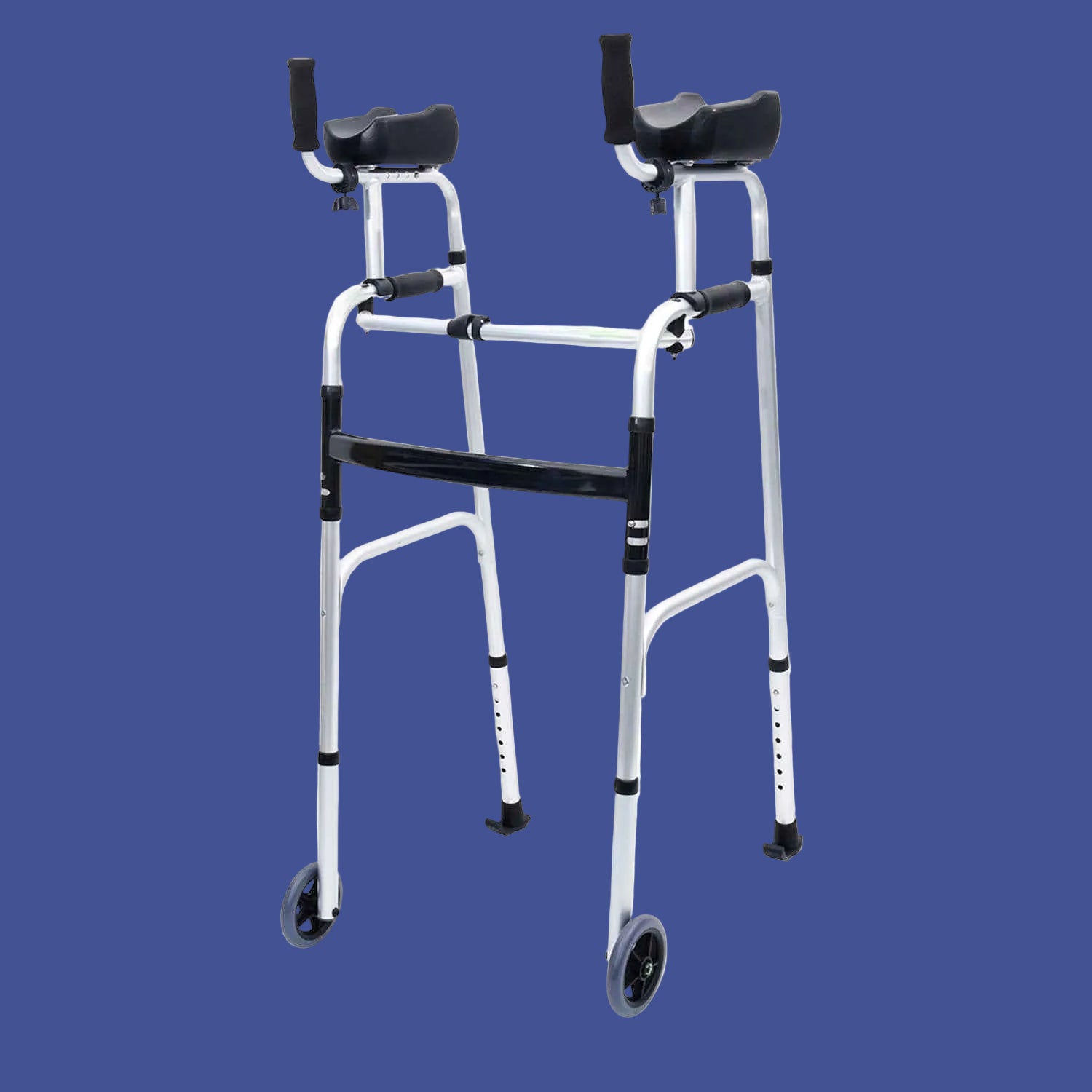 Orthonica Folding Rollator Walker Aluminium Adjustable Handles With Cane Box