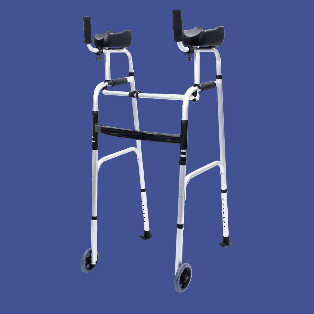 Orthonica Folding Rollator Walker Aluminium Adjustable Handles With Cane Box